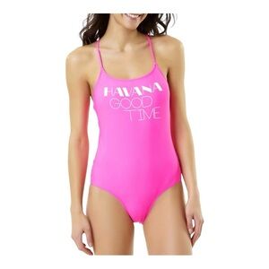 NO BOUNDARIES Womens Size Medium (7-9) Pink Havana Good Time Bathing Suit